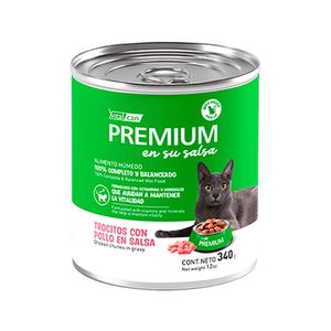 Lata premium gato adulto trocitos con pollo en salsa 340gr